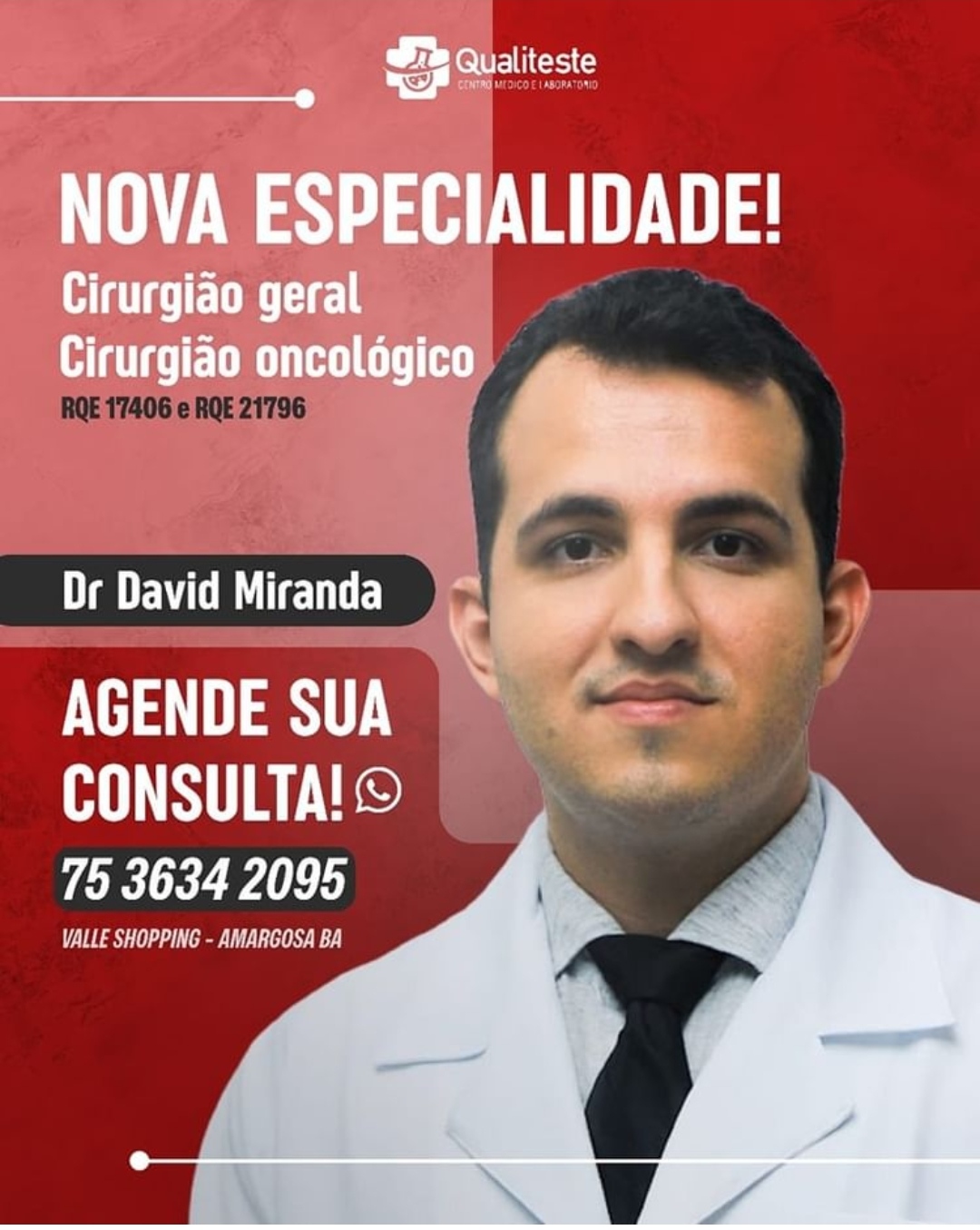 Qualiteste conta agora com cirurgião geral e oncológico Dr. David Miranda