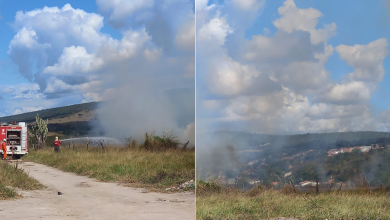 Bombeiros são acionados e controlam incêndio em área de matagal em Itaquara, no Vale do Jiquiriçá
