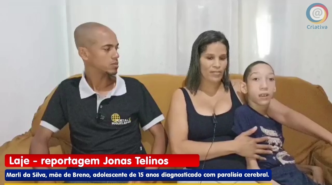 Moradora do Entrocamento de Laje, pede ajuda para seu filho que tem paralisia cerebral - Marli, Breno e Jonas