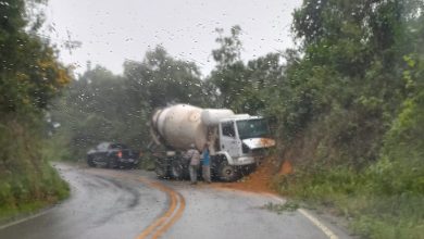 Acidente é registrado na Serra de São Miguel das Matas, próxima a Macuca - Caminhão betoneira