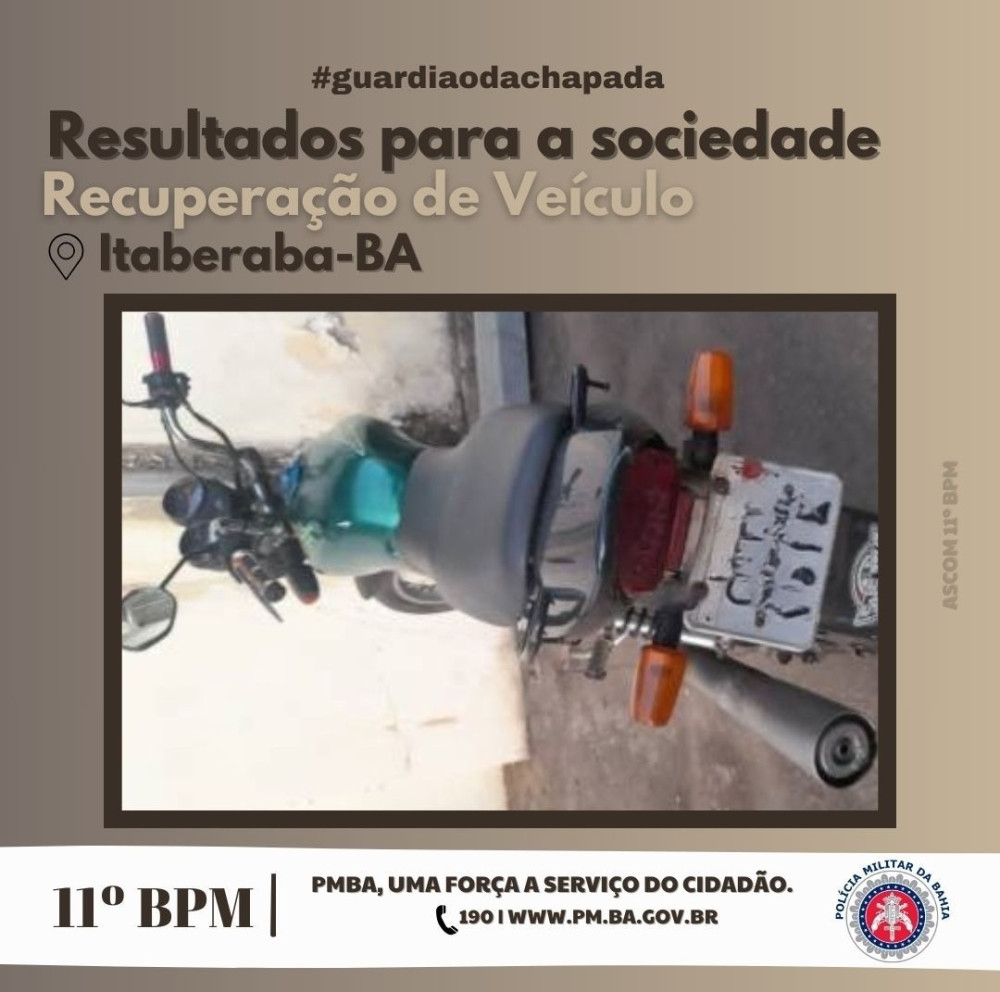Moto com restrição de roubo é apreendida e condutor é conduzido em Itaberaba