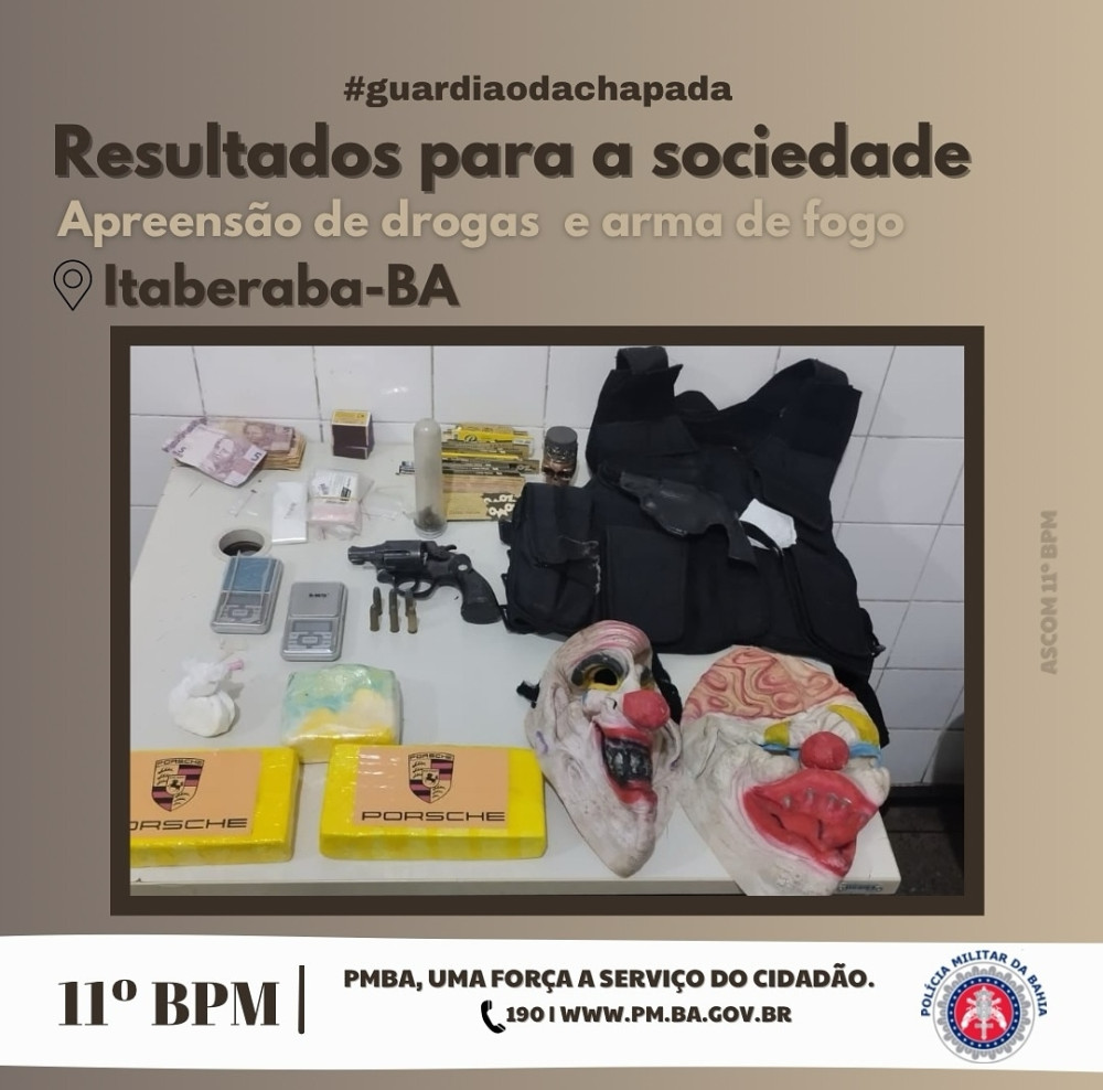 Polícia Militar apreende drogas e arma de fogo em Itaberaba