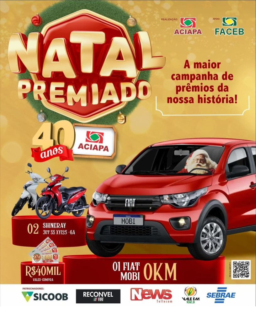Nos 40 anos de ACIAPA você concorre a 1 carro, 2 motos e vale-compras no comércio de Amargosa
