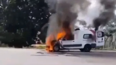 Ambulância pega fogo em plena BR-101 e assusta motoristas nas proximidades do município de Governador Mangabeira