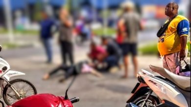 Motociclista se envolve em acidente na rotatória do Atacadão, em Santo Antônio de Jesus